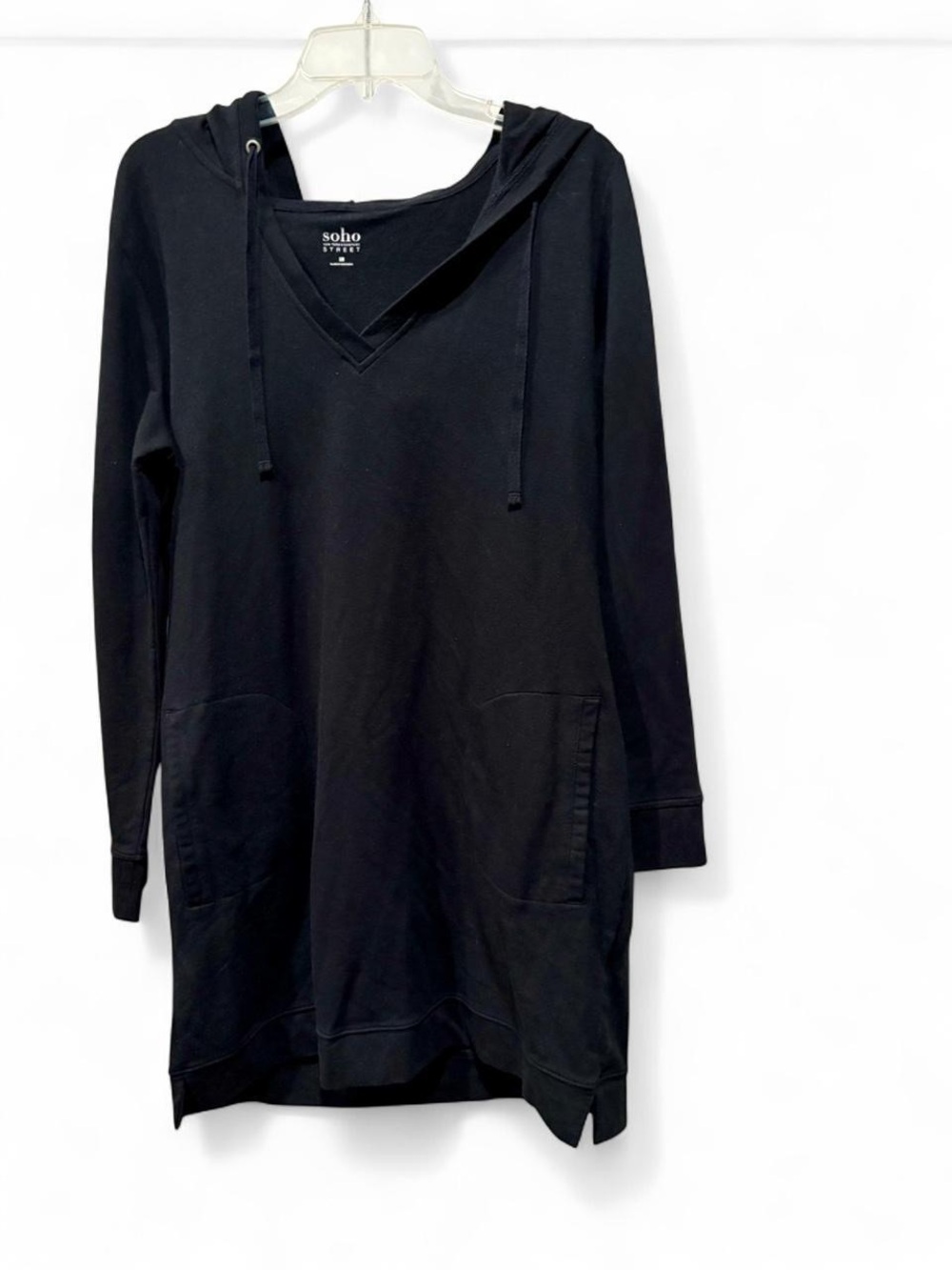 Soho Street cozy black hooded dress
